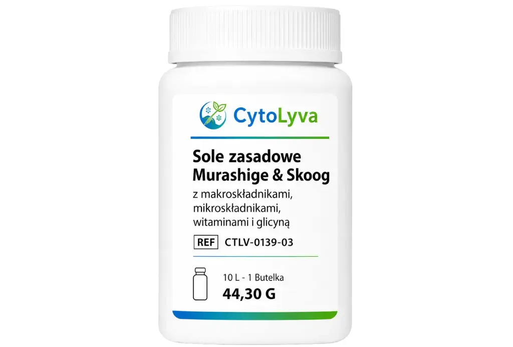 Sole zasadowe Murashige & Skoog z makroskładnikami, mikroskładnikami, witaminami i glicyną