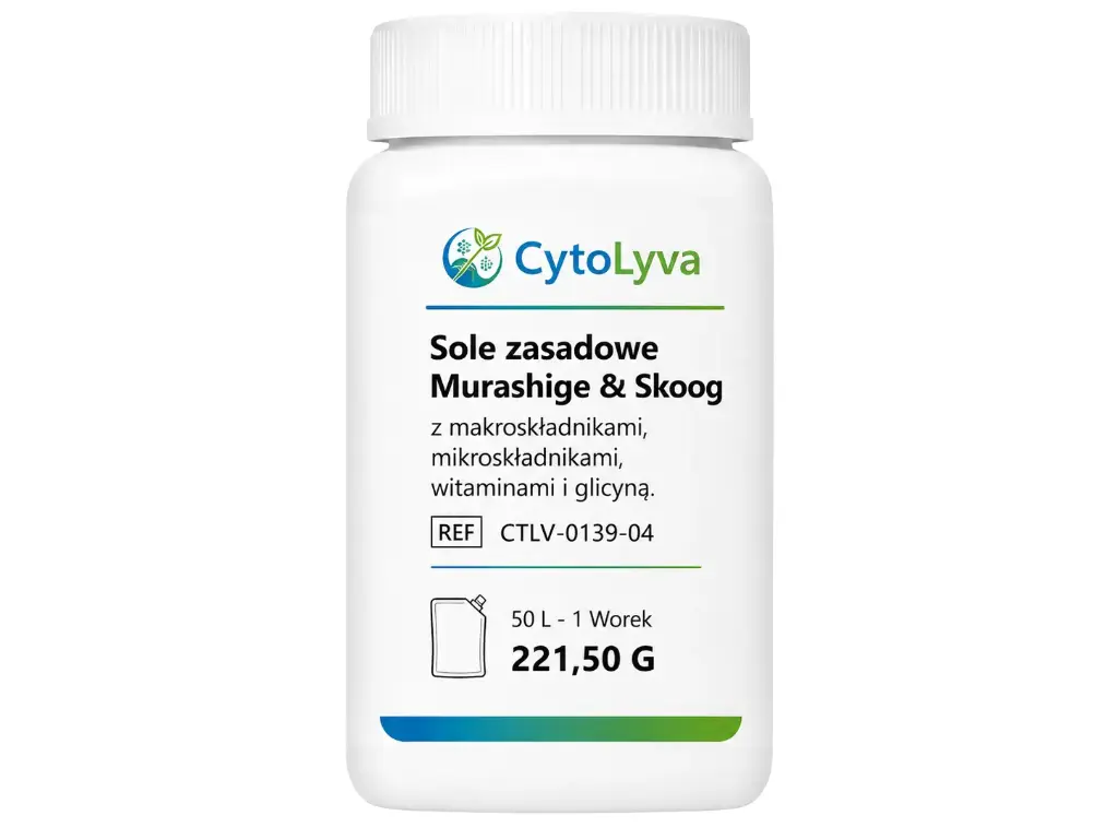 Sole zasadowe Murashige & Skoog z makroskładnikami, mikroskładnikami, witaminami i glicyną