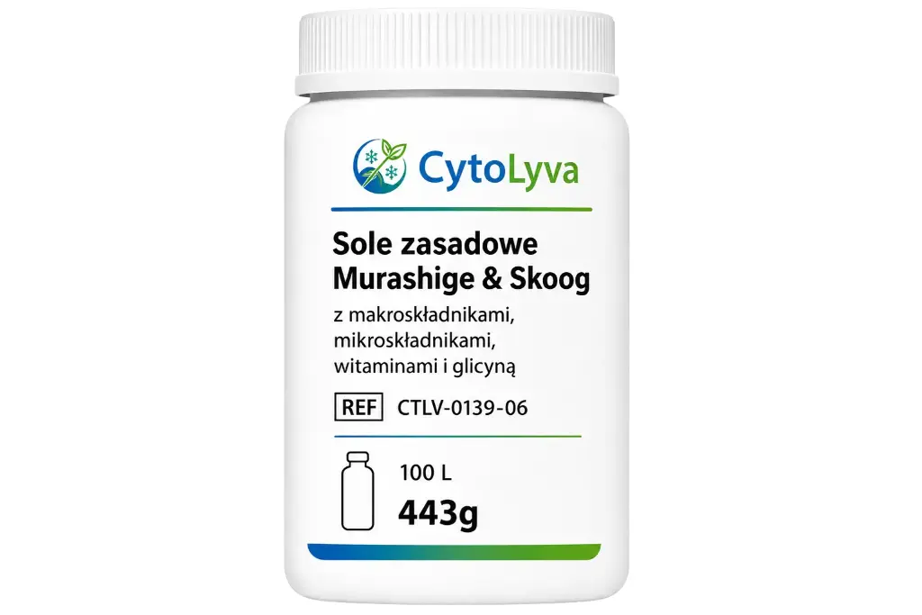 Sole zasadowe Murashige & Skoog z makroskładnikami, mikroskładnikami, witaminami i glicyną