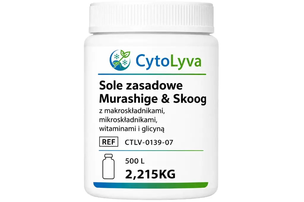 Sole zasadowe Murashige & Skoog z makroskładnikami, mikroskładnikami, witaminami i glicyną