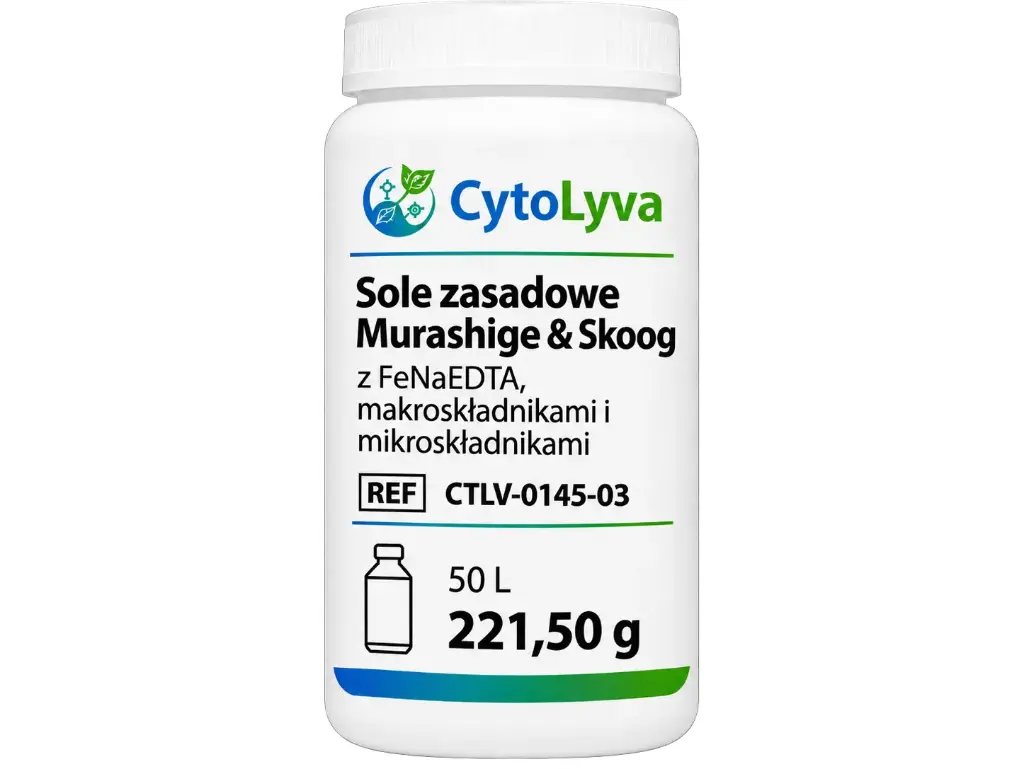 Sole zasadowe Murashige & Skoog z FeNaEDTA, makroskładnikami i mikroskładnikami